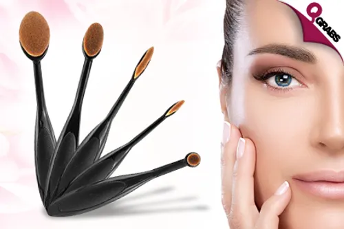 For QR45 Doll Up with a Set of Five Trendy Oval Makeup Brushes! (QR198 Value)